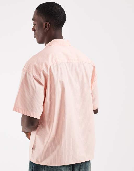 Jack & Jones boxy poplin shirt in pink stripe, 5 of 5