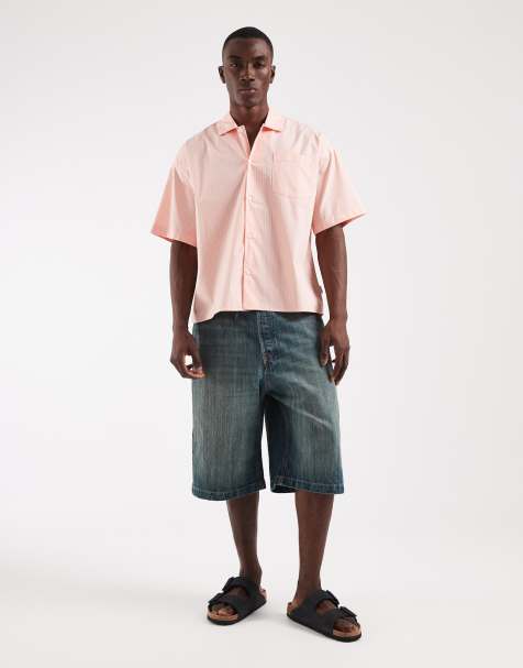 Jack & Jones boxy poplin shirt in pink stripes - view 1