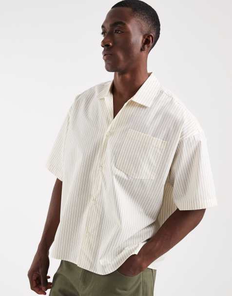 Jack & Jones boxy poplin shirt in yellow stripes - view 1