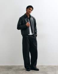 Jack & Jones boxy pu leather jacket in black