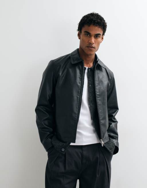 Jack & Jones boxy PU leather jacket in black, 2 of 5