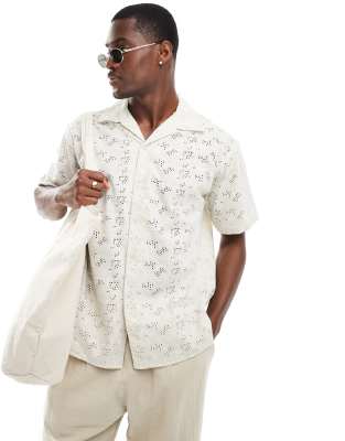 Jack & Jones boxy shirt in white lace | ASOS