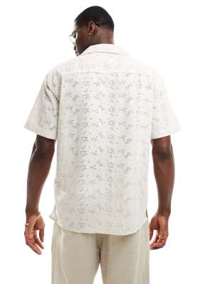 Jack & Jones boxy shirt in white lace