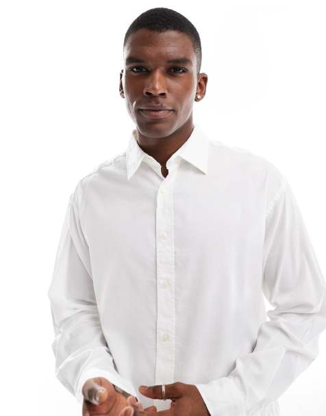 Jack & Jones boxy straight hem shirt in white - view 1
