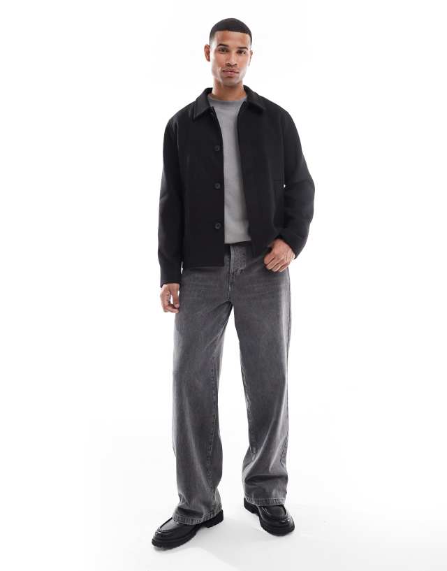 Jack & Jones boxy wool blend jacket in black | ASOS