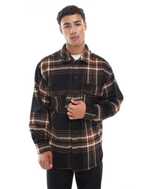 Jack & Jones overshirt in brown check
