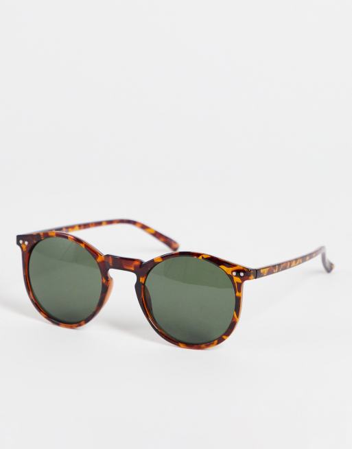 Jack & Jones – Brązowe okrągłe okulary przeciwsłoneczne