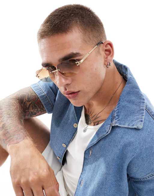 Jack & Jones – Brązowe okulary przeciwsłoneczne bez oprawek