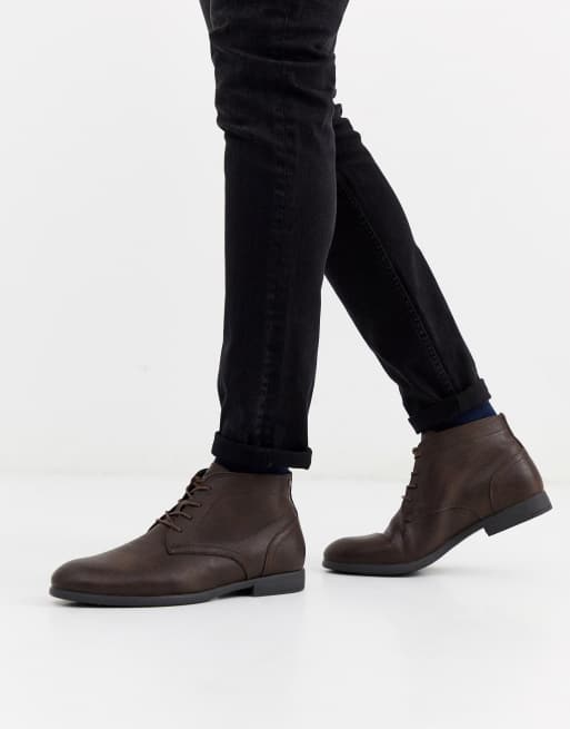 Jack & Jones – Brązowe trzewiki chukka z imitacji skóry