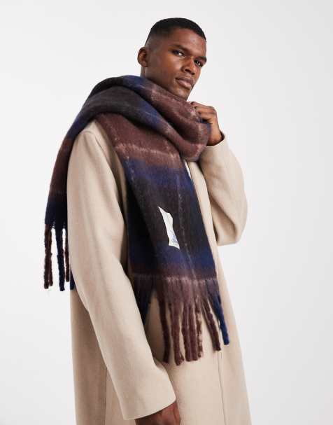 Jack & Jones – Breiter Schal in marineblau kariert - view 1