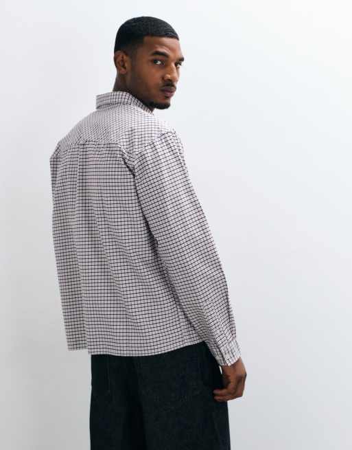 Jack & Jones broderet langærmet skjorte i bordeaux tern, 3 af 5