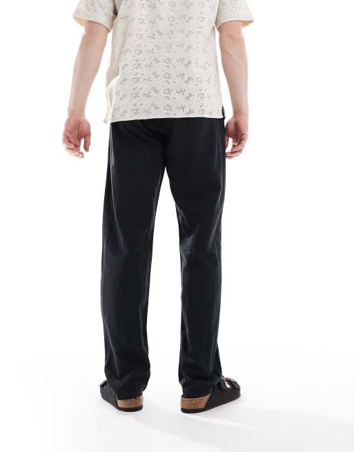 Jack & Jones - Broek met trekkoord van linnenmix in zwart, 3 van 5