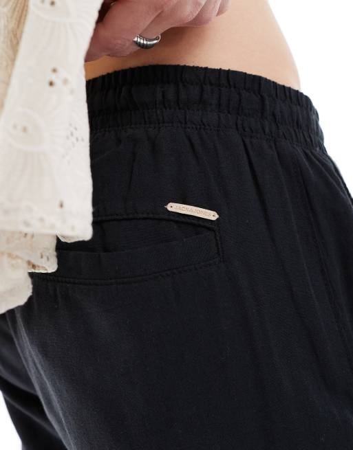 Jack & Jones - Broek met trekkoord van linnenmix in zwart, 4 van 5