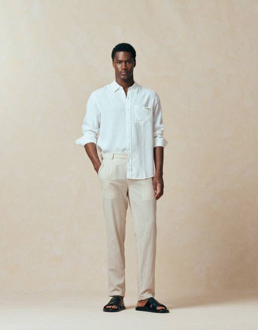 Jack & Jones - Broek van linnenmix in beige, 3 van 5