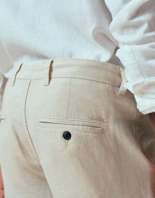 Jack & Jones - Broek van linnenmix in beige, 5 van 5