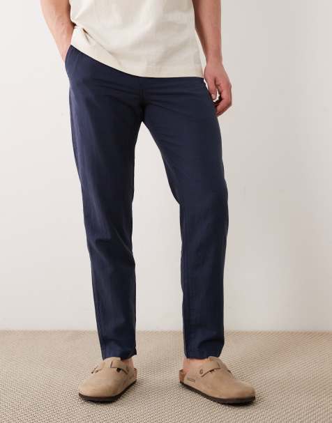 Jack & Jones - Broek van linnenmix in marineblauw - view 1