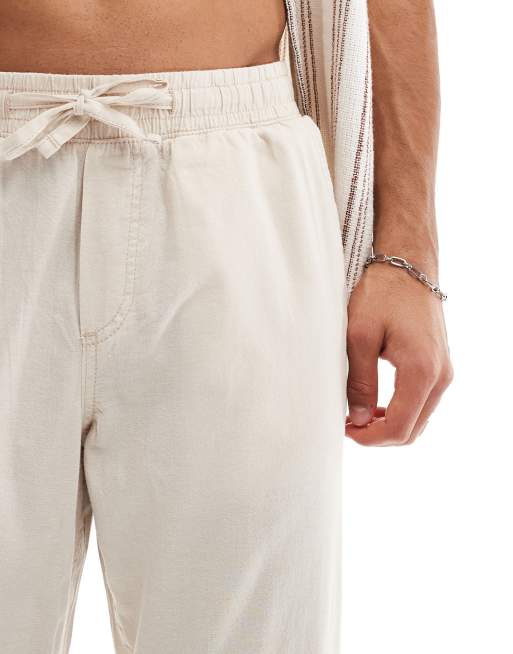 Jack & Jones - Broek van linnenmix met trekkoord in maanstraal , 4 van 5