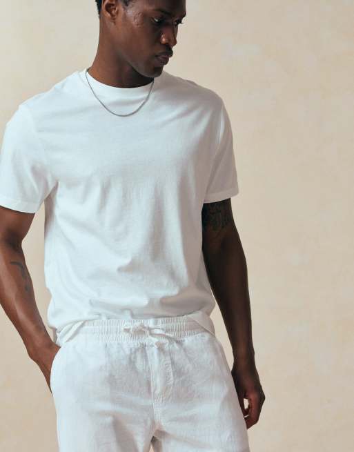 Jack & Jones - Broek van linnenmix met trekkoord in wit, 4 van 5