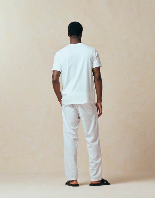 Jack & Jones - Broek van linnenmix met trekkoord in wit, 5 van 5