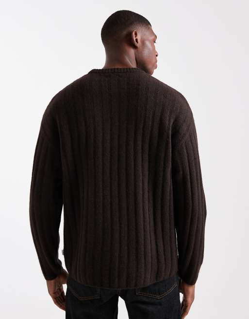 Jack & Jones - Brun oversized trøje i kraftig ribstrik, 3 af 5