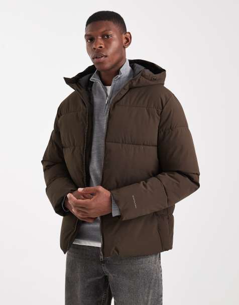 Jack & Jones – Brun pufferjacka med huva - view 1