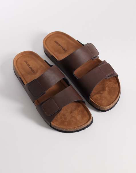 Jack & Jones – Bruna sandaler i läderimitation med remmar - view 1