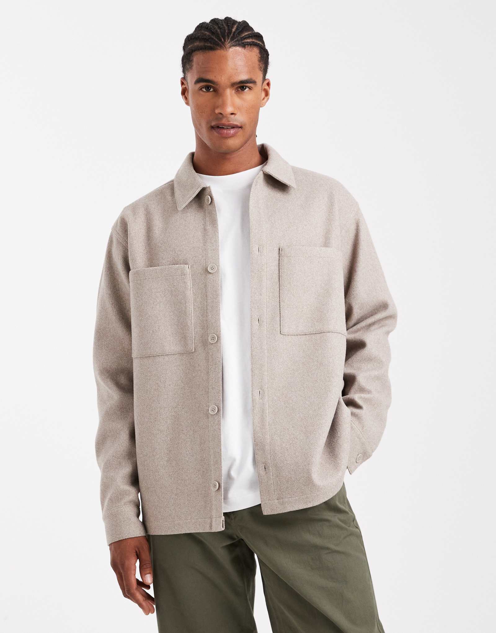 Матовая верхняя рубашка Jack &Jones бежевого цвета