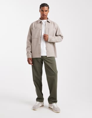 Jack & Jones Brushed Overshirt In Gray