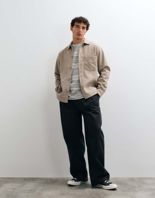 Jack & Jones brushed overshirt in beige, 3 of 5