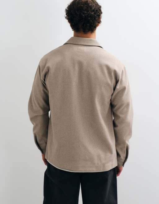 Jack & Jones brushed overshirt in beige, 4 of 5
