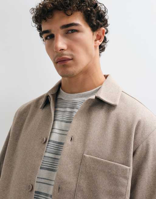 Jack & Jones brushed overshirt in beige, 5 of 5