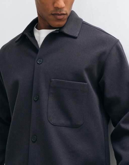 Jack & Jones brushed overshirt in dark grey, 4 of 5