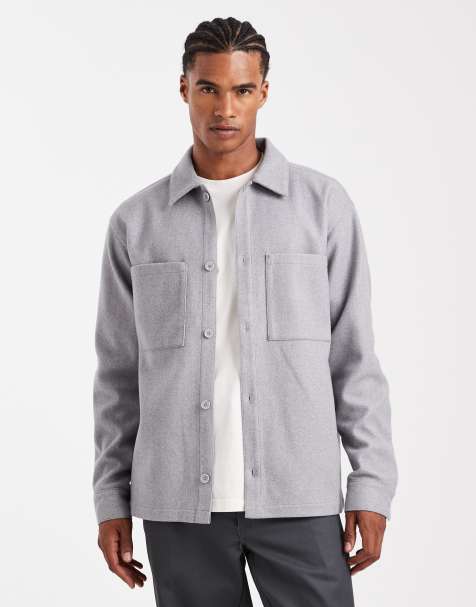 Jack & Jones brushed overshirt in gray - view 1