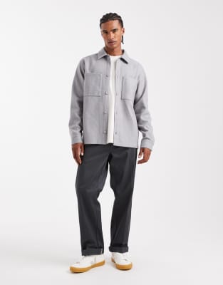 Jack & Jones Brushed Overshirt In Gray