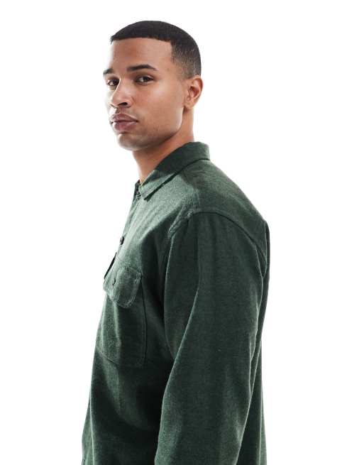 Jack & Jones brushed overshirt in khaki, 4 of 5