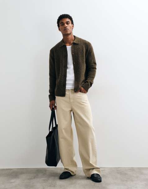 Jack & Jones button down cardigan in chocolate brown - view 1