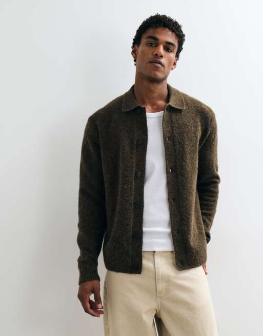 Jack & Jones button down cardigan in chocolate brown, 2 of 5