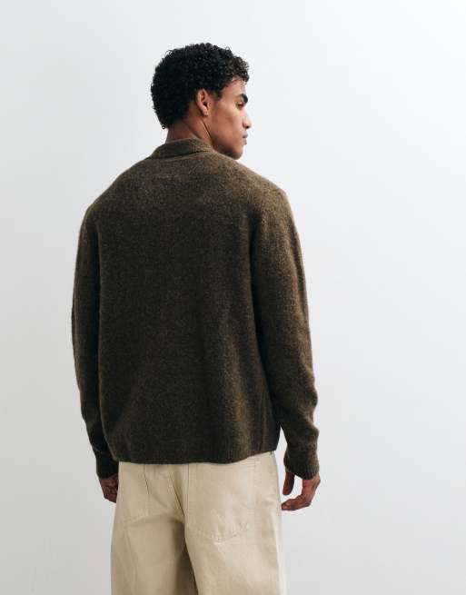 Jack & Jones button down cardigan in chocolate brown, 4 of 5