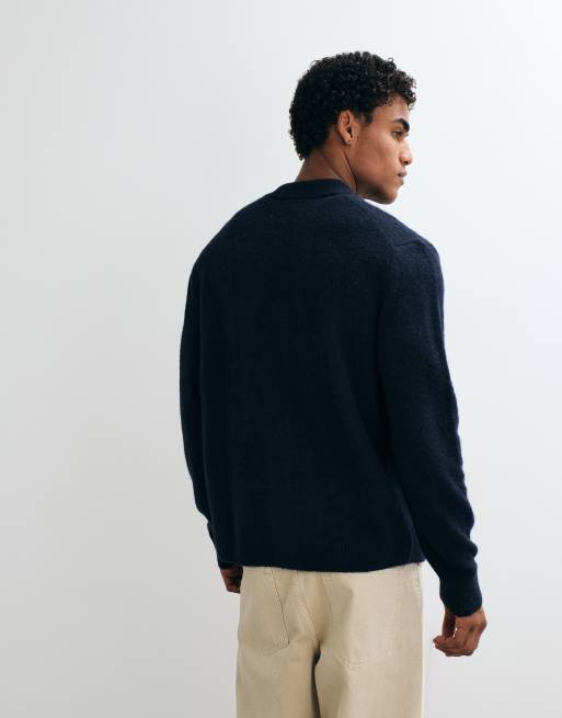 Jack & Jones button down cardigan in navy, 4 of 5