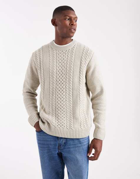 Jack & Jones cable knit jumper in cream