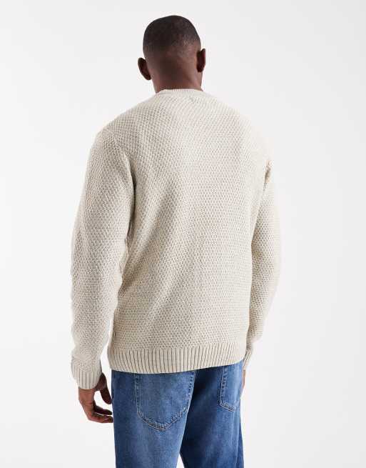 Jack & Jones cable knit jumper in cream, 3 of 5