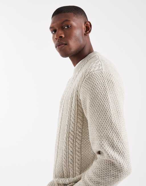 Jack & Jones cable knit jumper in cream, 5 of 5