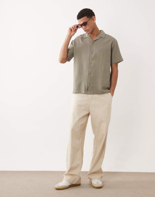 Jack & Jones - Camicia a maniche corte a nido d'ape verde salvia, 2 di 5