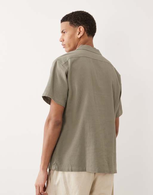 Jack & Jones - Camicia a maniche corte a nido d'ape verde salvia, 3 di 5