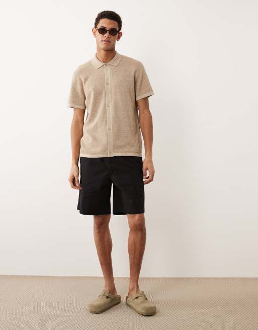 Jack & Jones - Camicia a maniche corte in maglia beige, 2 di 5