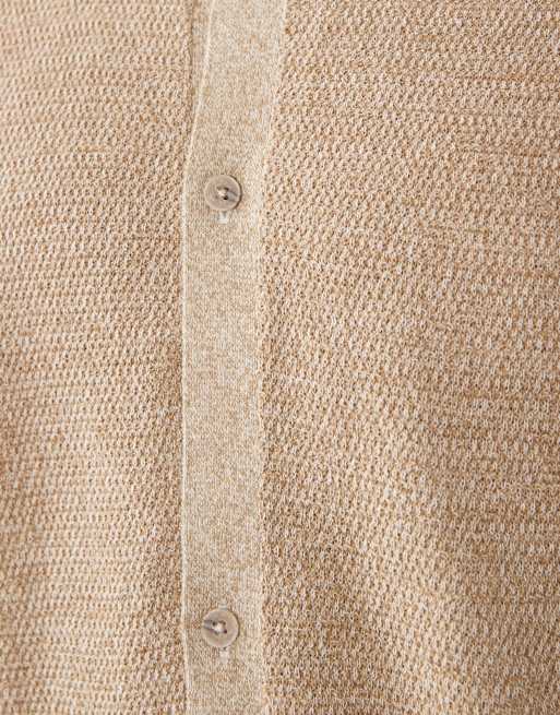 Jack & Jones - Camicia a maniche corte in maglia beige, 3 di 5