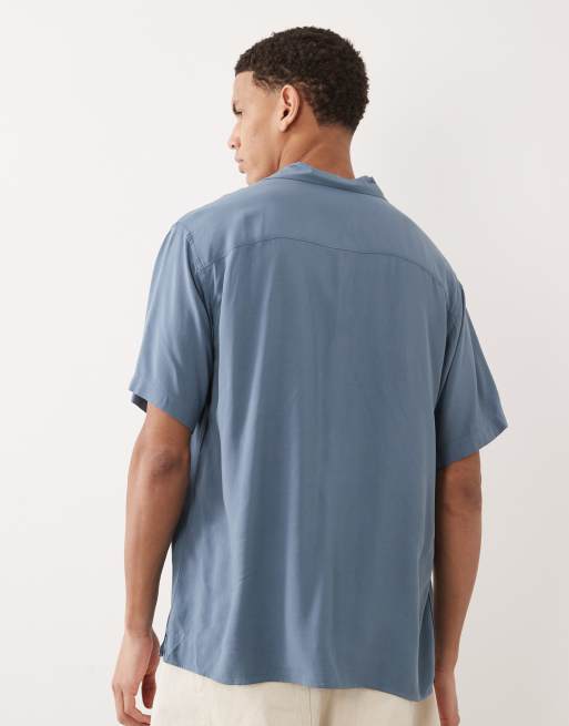 Jack & Jones - Camicia a maniche corte in viscosa blu, 3 di 5