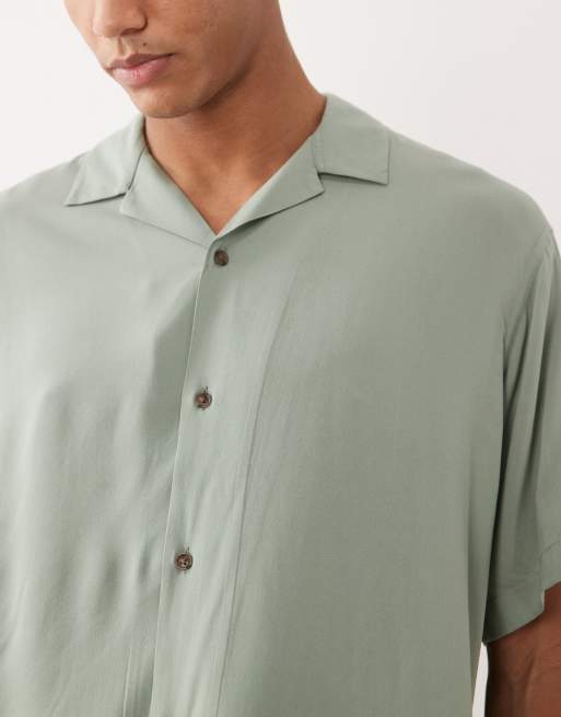 Jack & Jones - Camicia a maniche corte in viscosa verde, 5 di 5