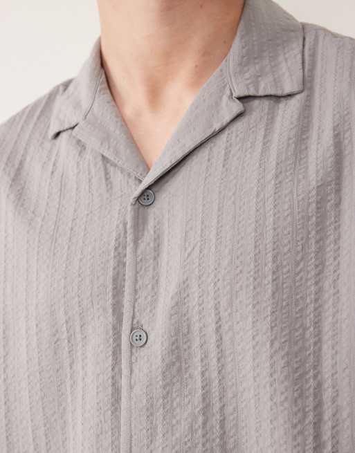 Jack & Jones - Camicia a maniche corte testurizzata grigia, 3 di 5