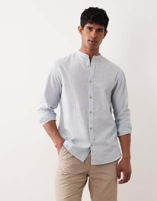 Jack & Jones Bleu Camicia A Maniche Lunghe Con Bottone Summer Linen - Immagine 2